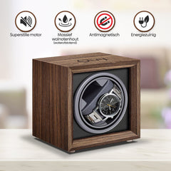 Watchwinder Hout - Horloge doos - Horloge winder - Bruin - Olvy