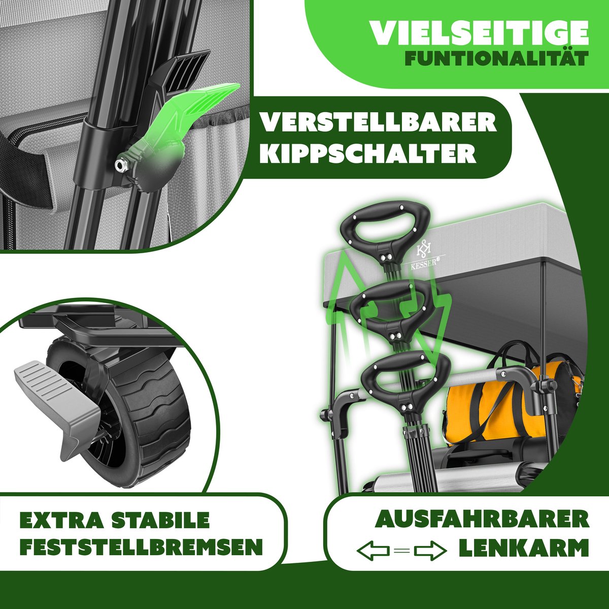 KESSER® Bolderkar - Opvouwbaar - Bolderwagen - Grijs