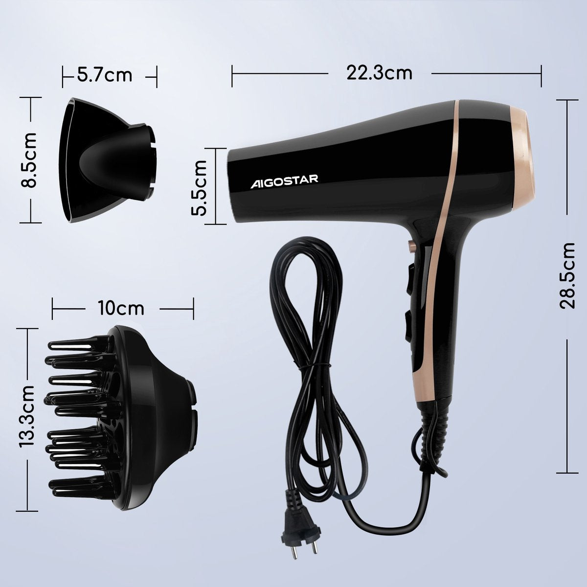 Aigostar Haardroger - Ionische Föhn - 2400W - Zwart