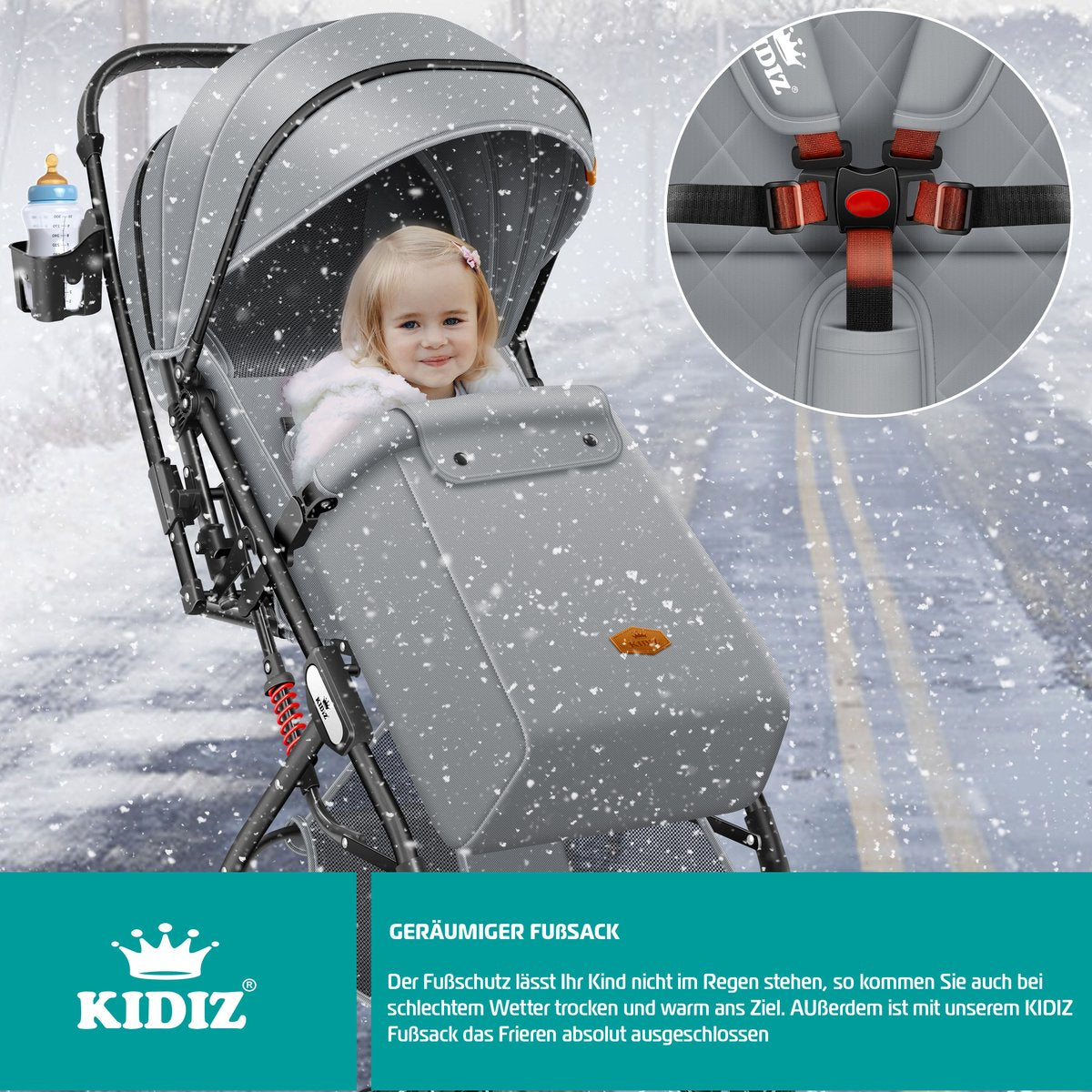 KIDIZ® Kinderwagen - Buggy - Kinderbuggy - Grijs