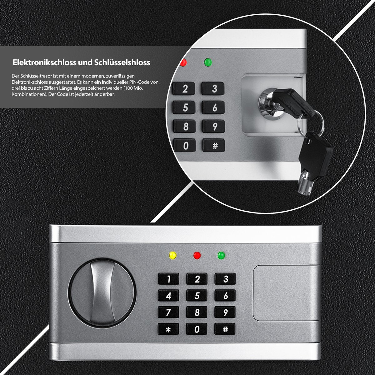 KESSER® Elektronische Kluis met cijferslot 38 x 30 x 30 cm - Digitale Muurkluis Inclusief Batterijbox en Batterijen - Electrische Safe met 2 Noodsleutel Klusje - Zwart