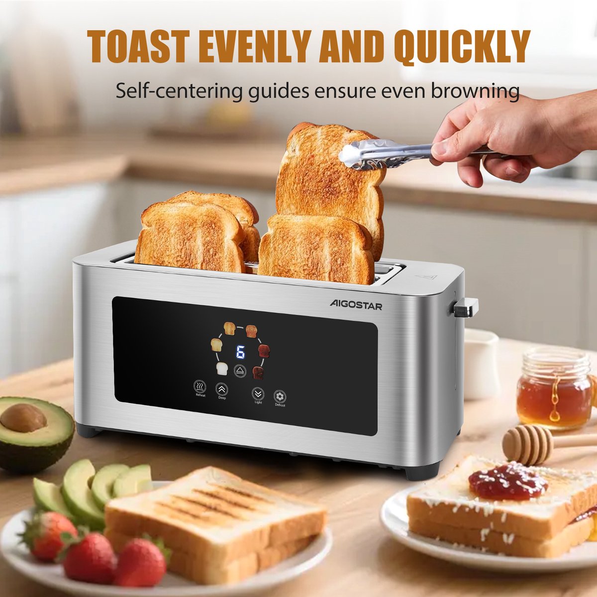 Broodrooster - Toaster - 4 sleuven - 1400W - RVS