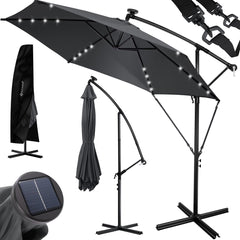 KESSER® Zweefparasol met voet - LED - Ø3.5m - 360° Draaibaar  - Antraciet