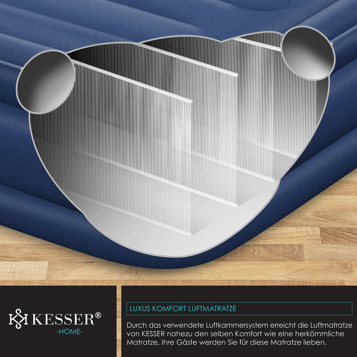 KESSER® Luchtbed - Opblaasbaar Matras - Elektrische Pomp - Blauw •
