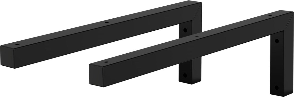 Plankdrager - Metaal - Set van 2 - 45x15 cm - Zwart - ML-Design