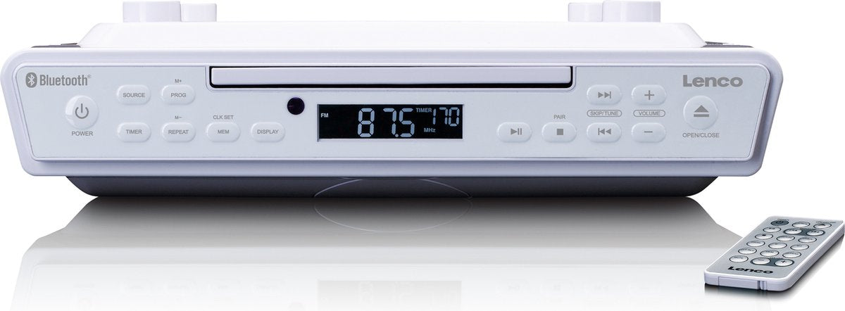 Lenco Keukenradio - FM Radio Bluetooth en CD-speler - KCR-150WH - Wit •