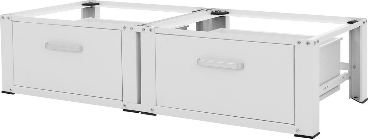 Wasmachine verhoger - Met lade - Tot 150kg - 128x53,5x31,5 cm - Wit - ML-Design