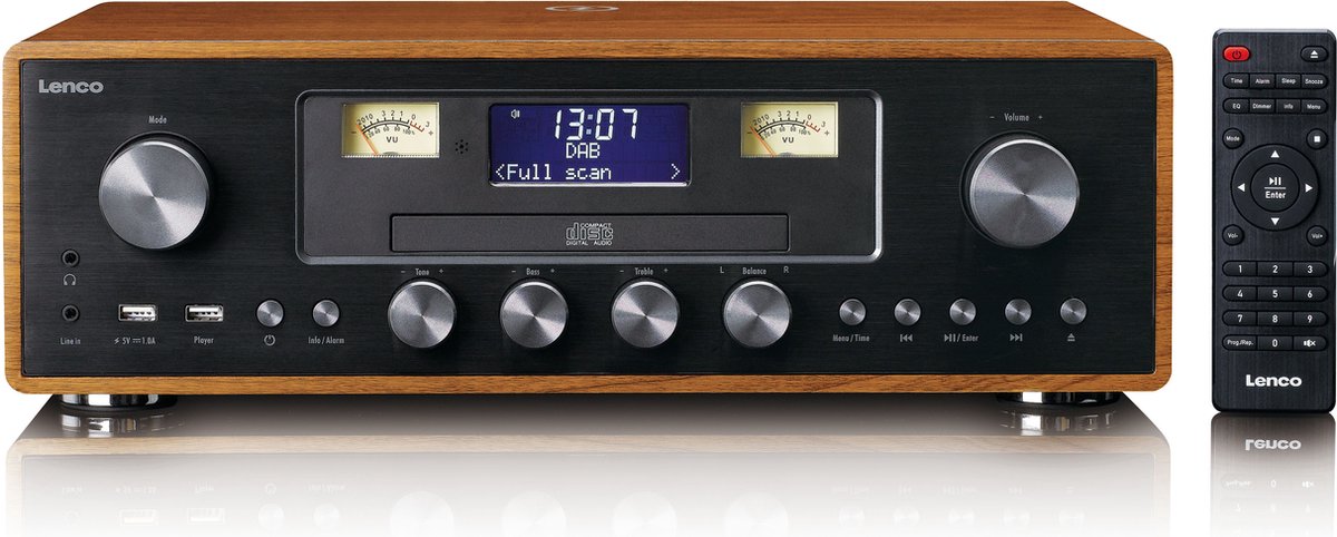 LENCO DAR-081WD - DAB+/FM radio met CD-speler, USB, Bluetooth® en draadloos oplaadpunt - Hout/Zwart