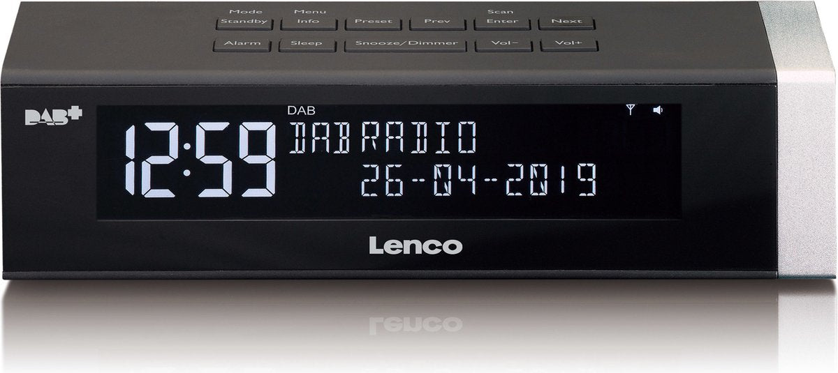 Wekkerradio met DAB - Digitale wekker - Alarmklok - Zwart - Lenco - CR-630BK •