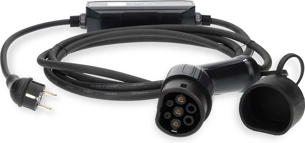 Nedis Draagbare EV-Oplader – Type 2 – 3,7 kW – 6A tot 16A – 1-Fase – 5 m – IP55 – Inclusief LCD-scherm