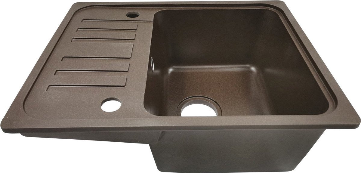 Aquamarin Spoelbak - Wasbak - Graniet - Keuken - Afdruipoppervlak - 32 x 19 x 39 cm - Bruin