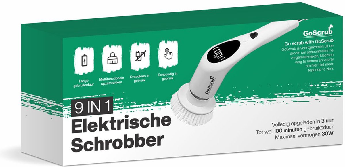 Elektrische Schoonmaakborstel – Elektrische Schrobber - Schrobborstel – Wit - V2 - GoScrub® •