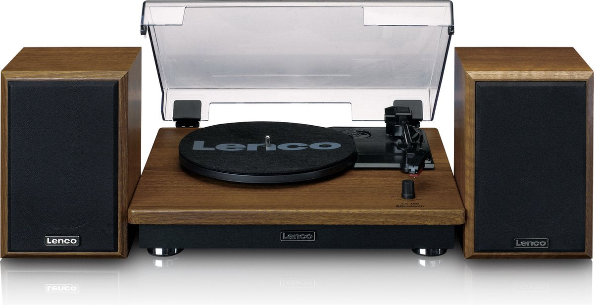Lenco Platenspeler met Bluetooth - Twee externe Speakers - Auto-stop - LS-100WD -Hout •