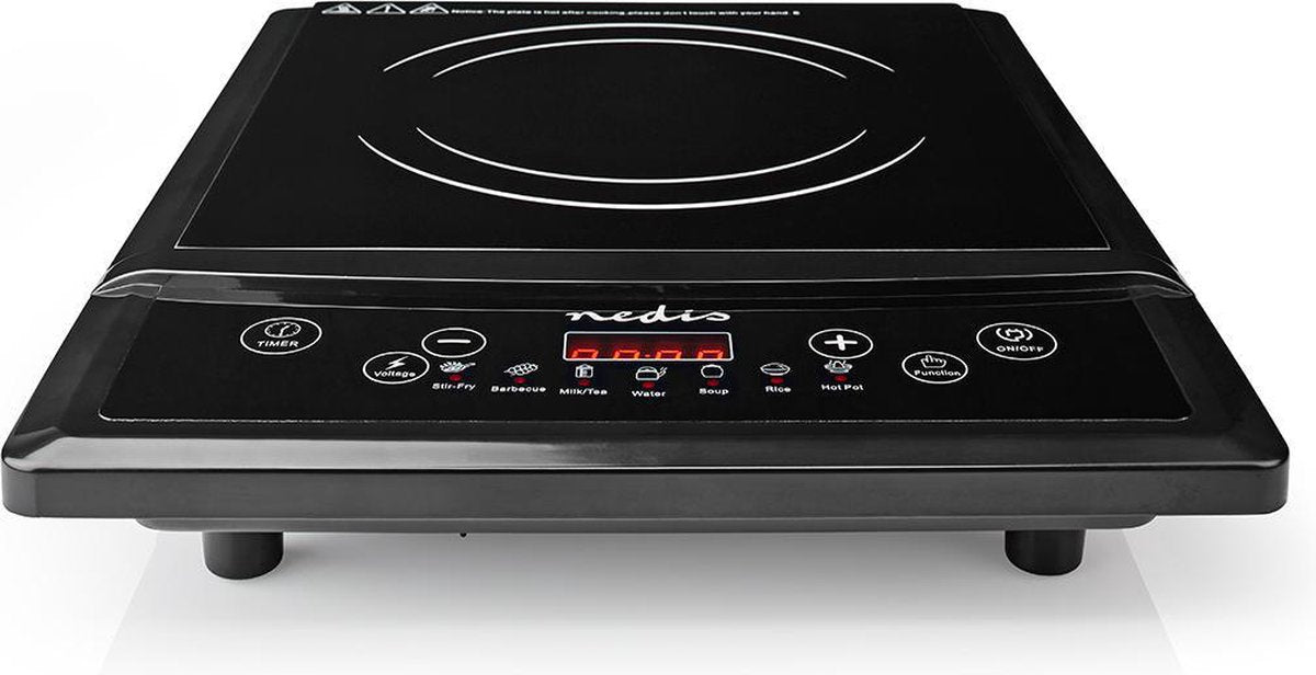 Nedis Inductiekookplaat - Kookzones: 1 - 2000 W - Oververhittingsbeveiliging - Zwart - Tijdschakelaar - Turbo-actie - Kinderslot - LCD scherm •