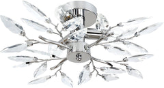 Jago - Plafondlamp met Bladerdesign - Plafonnière - Ø45cm - Chroom - Voor Woonkamer/SlaapkamerEetkamer of Keuken - Zilver