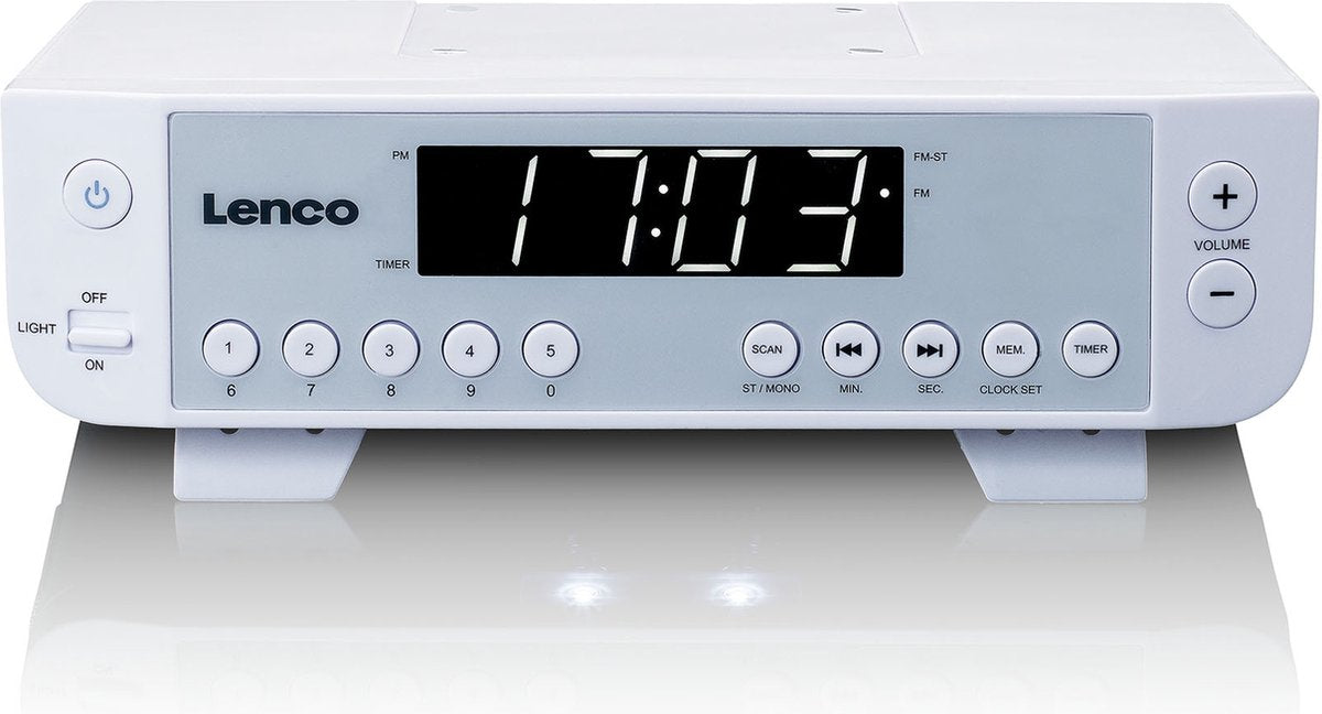 Lenco Keukenradio - FM Radio met LED-verlichting en Timer functie - KCR-11WH - Wit •