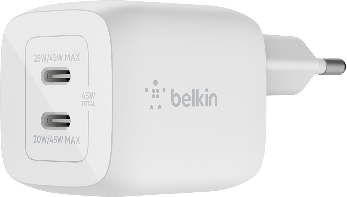 Belkin Boost - Up Charge Pro Adapter - 2-poorts - USB-C -45W - Wit