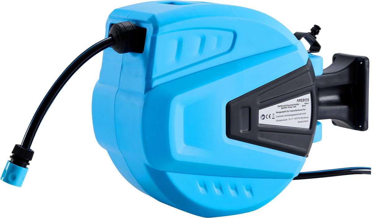 AREBOS Tuinslanghaspel - Tuinslang - Waterslangslang met Snelkoppeling - 20 m - Blauw