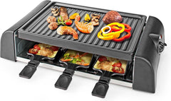 Nedis Gourmet / Raclette - Grill - 6 Personen - Spatel - Temperatuurinstelling - Anti-aanbak laag - Rechthoek •