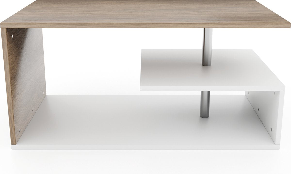 Miadomodo - Salontafel - Eikenlook / Wit - 90x50cm - Met opbergruimte