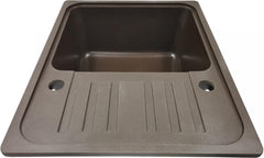 Aquamarin Spoelbak - Wasbak - Graniet - Keuken - Afdruipoppervlak - Incl. Afvoerset en Kraan - 32 x 19 x 39 cm - Bruin
