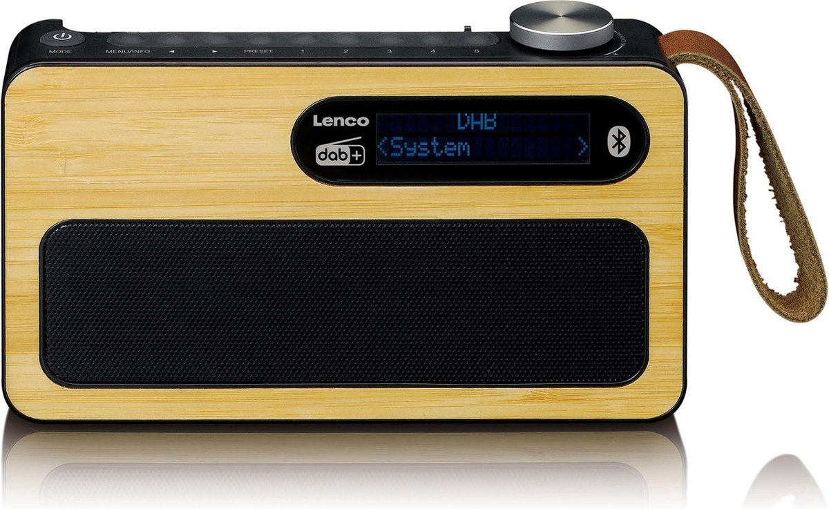 Lenco PDR-040BAMBOOBK - Draagbare DAB Radio met FM, DAB+ en Bluetooth® - Klok en Alarmfunctie - Bamboe-Zwart