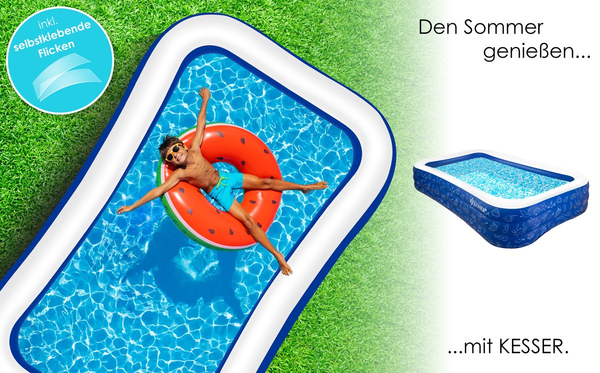 KESSER® Opblaasbaar zwembad - 305x183x56cm - 1180L - Blauw