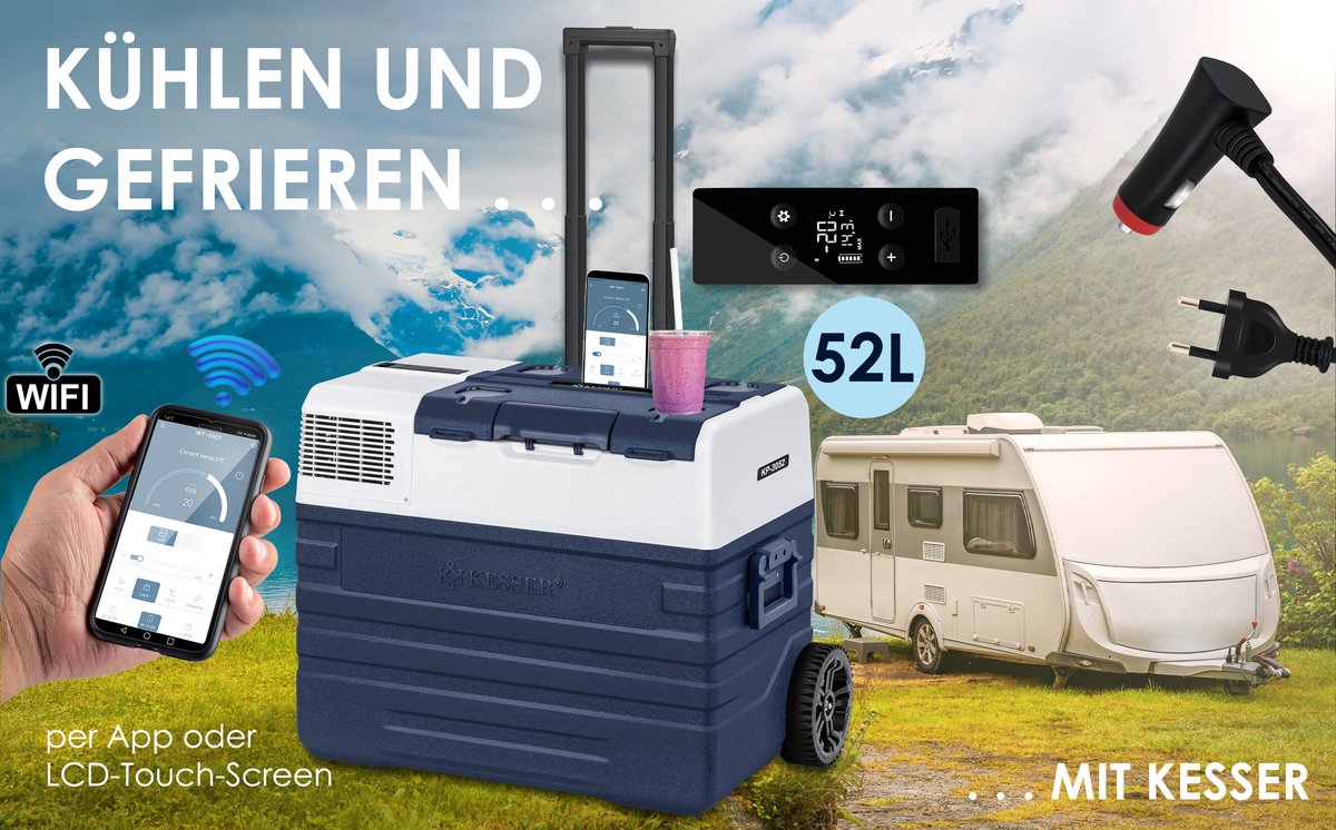 Compressor Koelbox elektrisch - Coolbox - Frigobox - 52L - Blauw