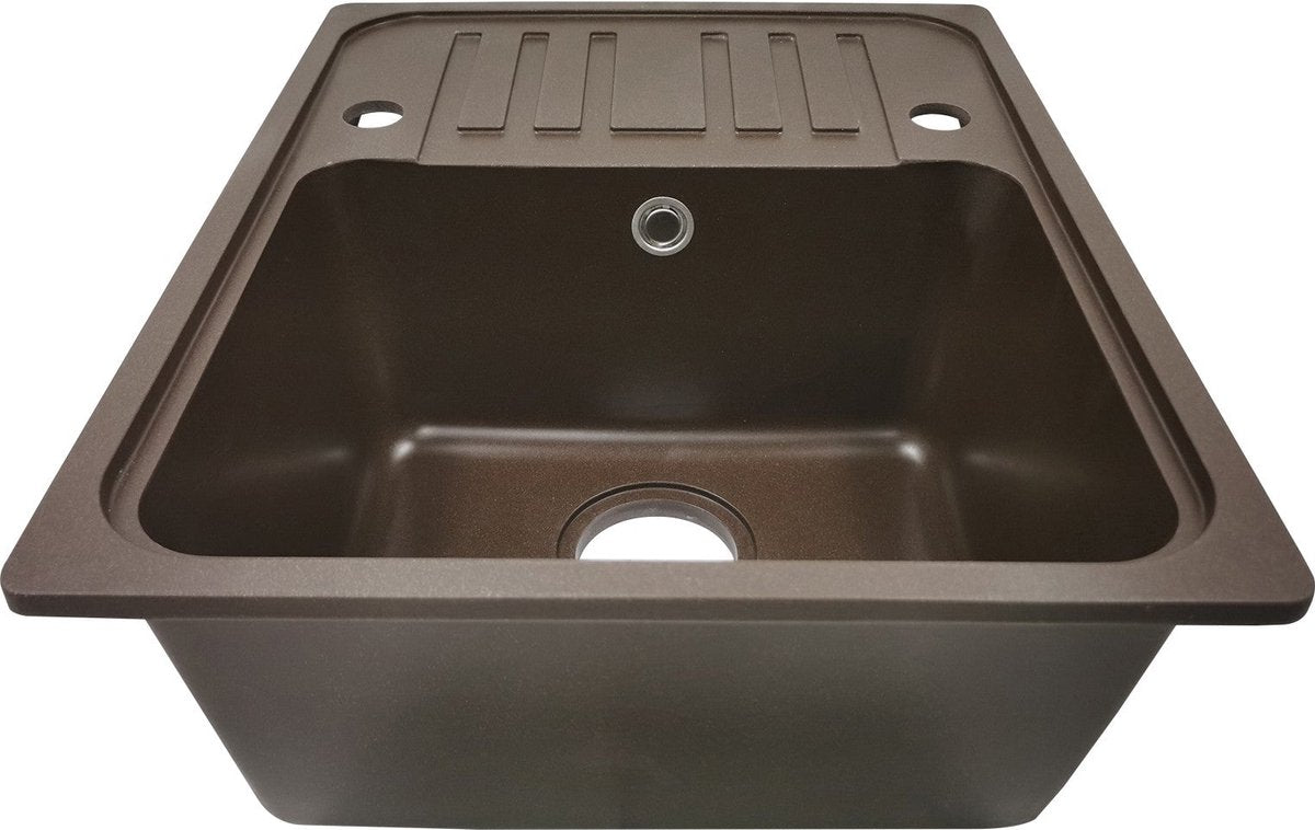Aquamarin Spoelbak - Wasbak - Graniet - Keuken - Afdruipoppervlak - 32 x 19 x 39 cm - Bruin