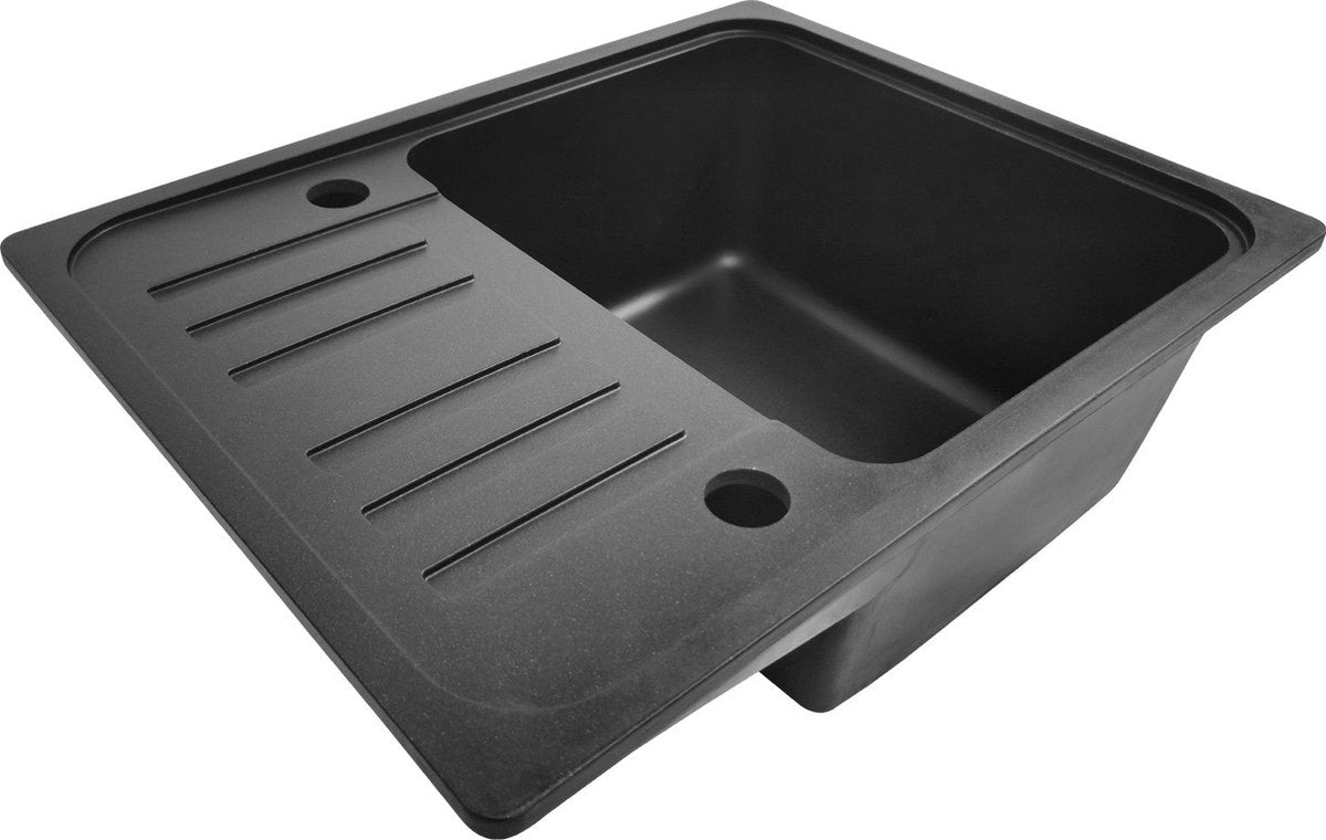 Aquamarin Spoelbak - Wasbak - Graniet - Keuken - Afdruipoppervlak - 32 x 19 x 39 cm - Zwart