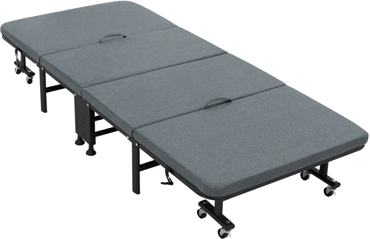 Logeerbed - Vouwbed - Inklapbaar - 80x190 cm - Grijs - ECD Germany