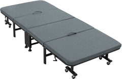 Logeerbed - Vouwbed - Inklapbaar - 80x190 cm - Grijs - ECD Germany