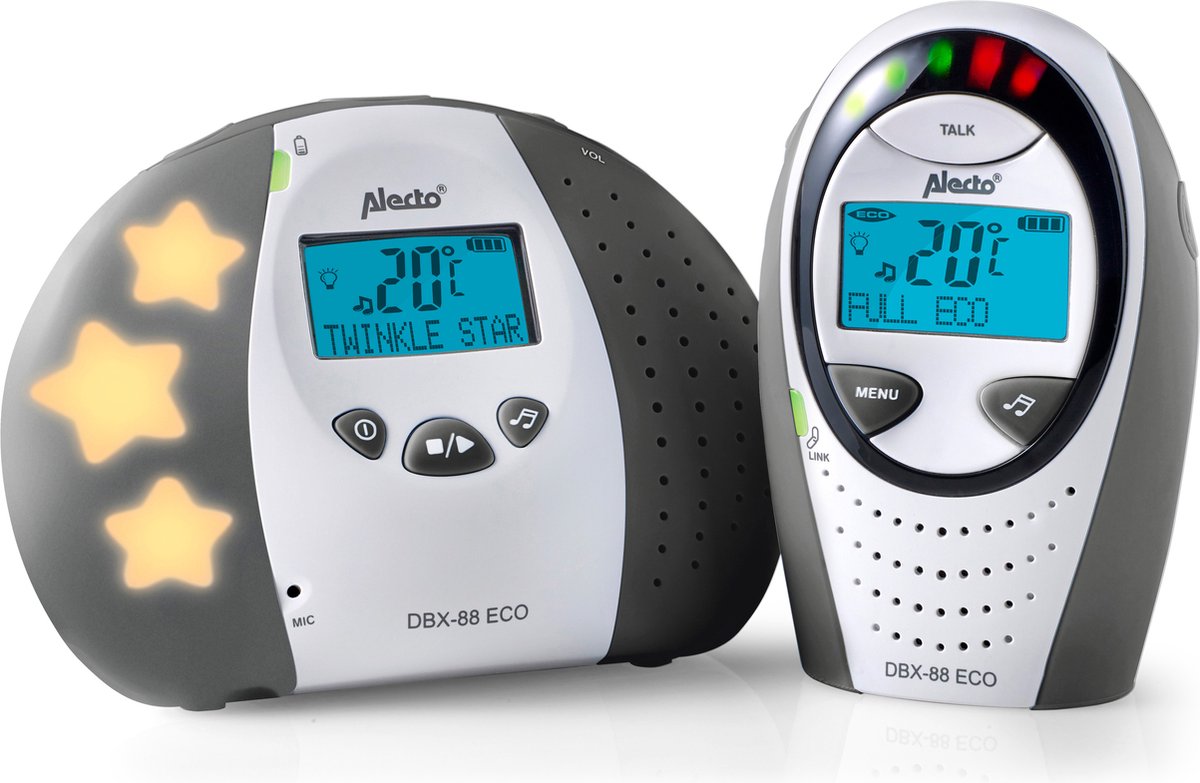 Alecto DBX-88 LIMITED - Full Eco DECT Babyfoon met Display - Antraciet