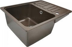 Aquamarin Spoelbak - Wasbak - Graniet - Keuken - Afdruipoppervlak - Incl. Afvoerset en Kraan - 32 x 19 x 39 cm - Bruin
