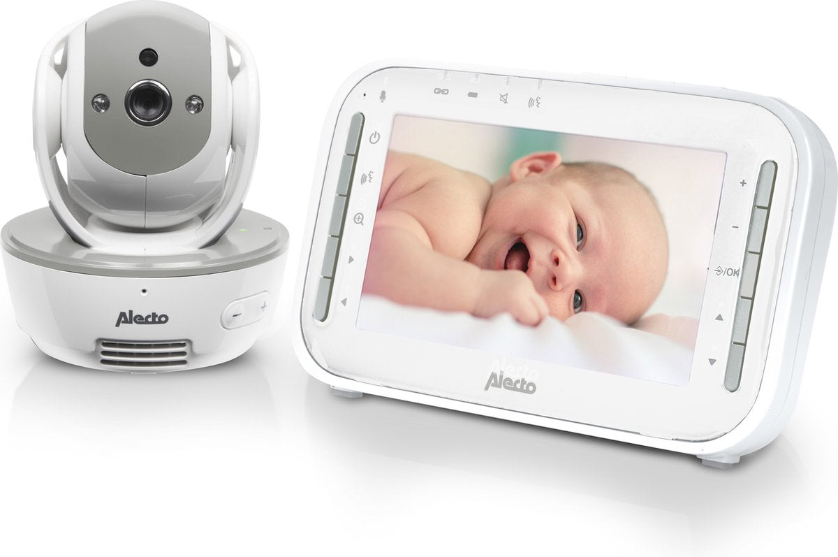 Alecto DVM200MGS - Babyfoon met Camera - Temperatuurweergave - Op afstand beweegbaar - Grijs