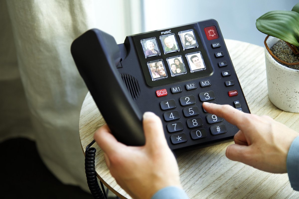 Huistelefoon senioren - Senioren telefoon - Vaste lijn - Zwart - Fysic FX-3930 •