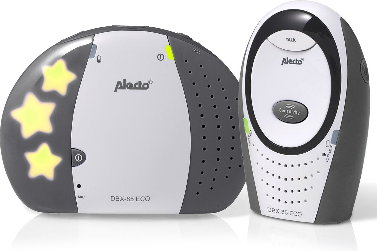 Alecto DBX-85 LIMITED - Full Eco DECT Babyfoon - Wit/Antraciet