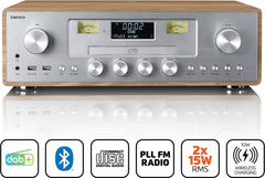 LENCO DAR-281WDSI - DAB+/FM radio met CD-speler, USB, Bluetooth® en draadloos oplaadpunt - Hout/Zilver •