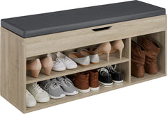 Schoenenbank - Met zitkussen - Schoenenrek - Schoenenkast - 103,5x48x30 cm - Lichtbruin - Tectake®