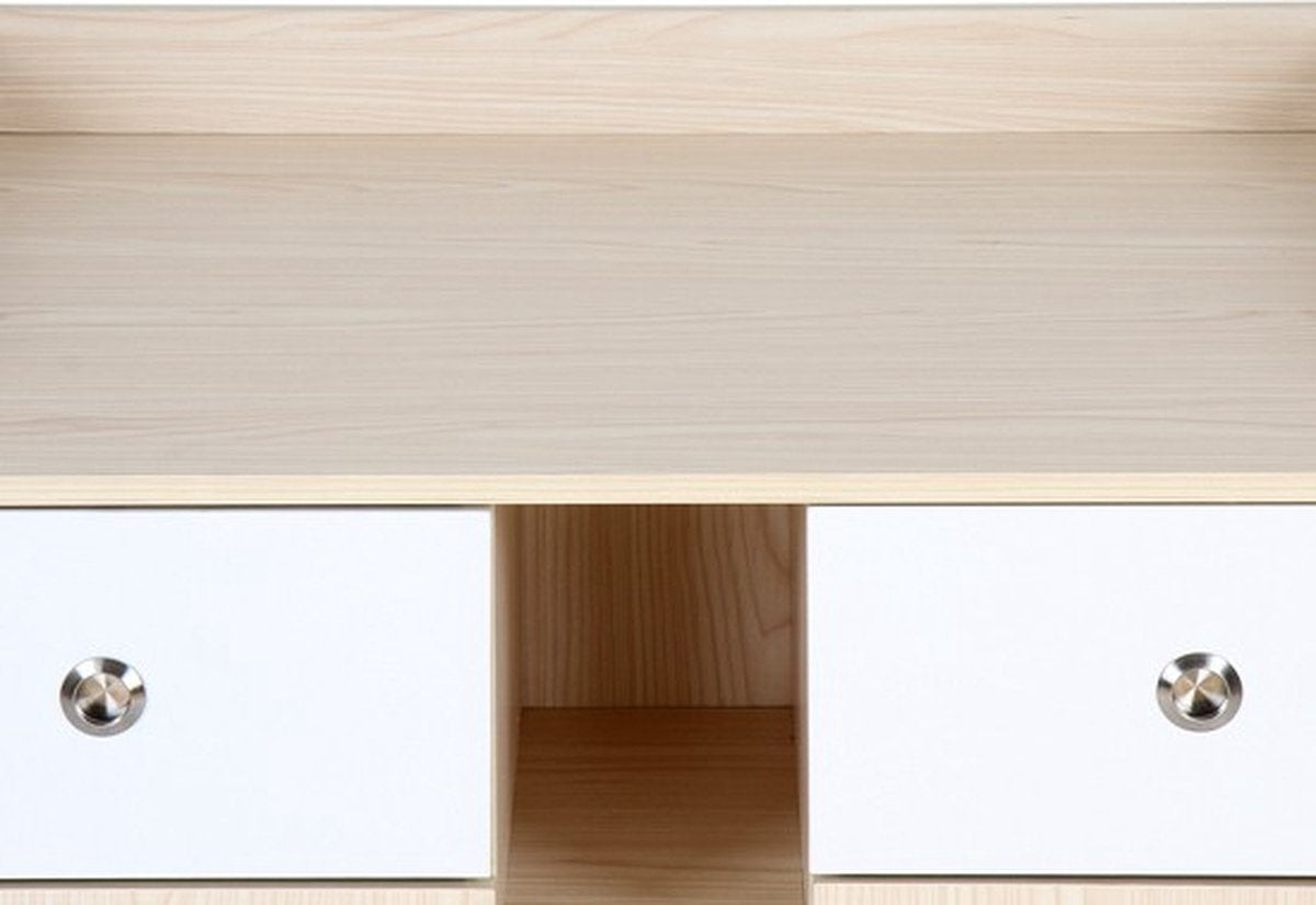 Infantastic - Babycommode met 2 grote lades en 5 vakken - Ladekast met Opbergrumte - Veelzijdig Omkleedmeubel met Organiser - 90x69x92 cm (LxBxH) - Eiken-Fineer