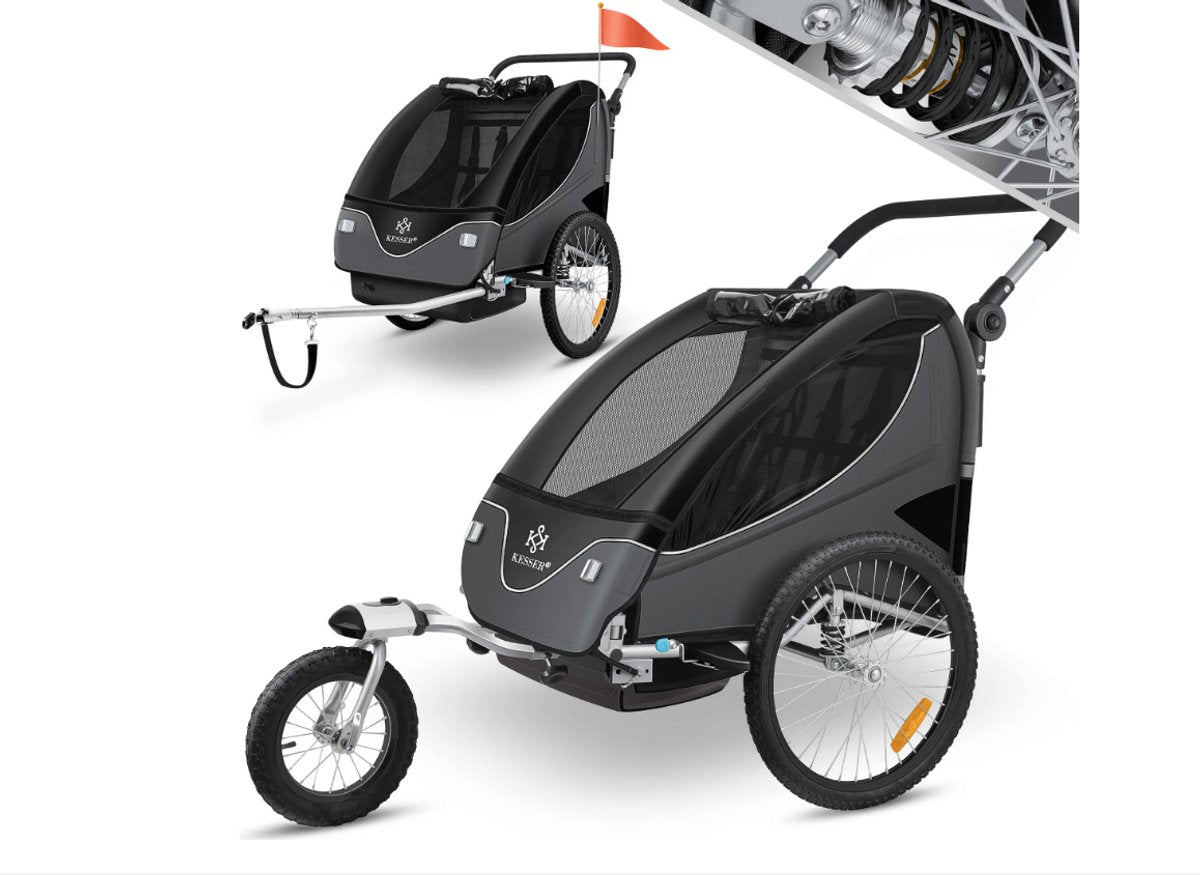 KESSER® Fietsaanhanger met vering - Max. 40kg - Grijs