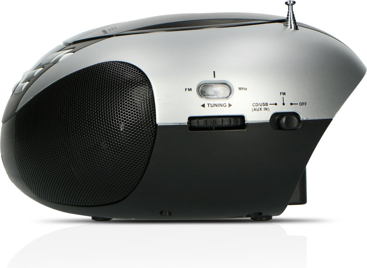 Lenco SCD-37 - Draagbare radio CD speler met MP3 optie en USB - Zilver •