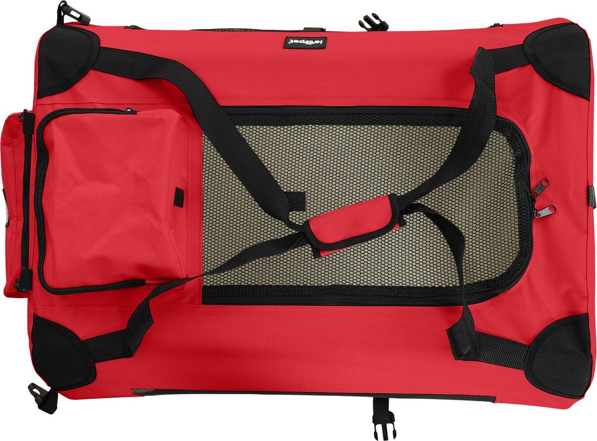Reisbench hond - Draagtas hond - Transportbox - 70x52x52 cm - Rood