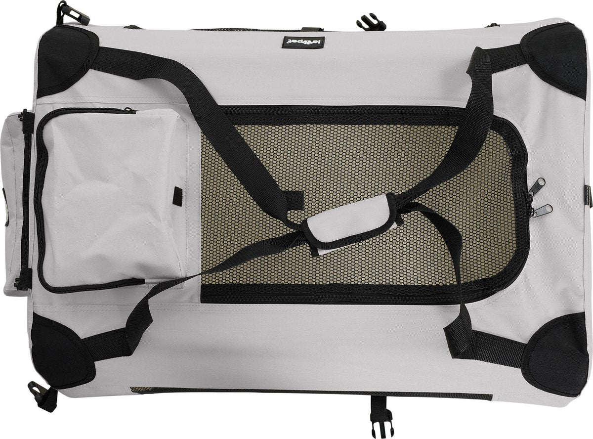 Reisbench hond - Draagtas hond - Transportbox - 91x63x63 cm - Grijs