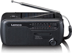 Lenco Noodradio - Draagbare opwindbare Radio - Zaklamp en Powerbank - MCR-112BK - Zwart