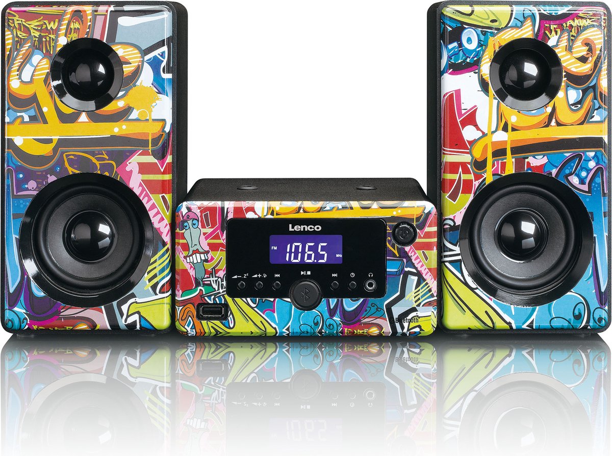 Lenco MC-020 - Stereo set met radio, Bluetooth®, USB en AUX-ingang - Tags •