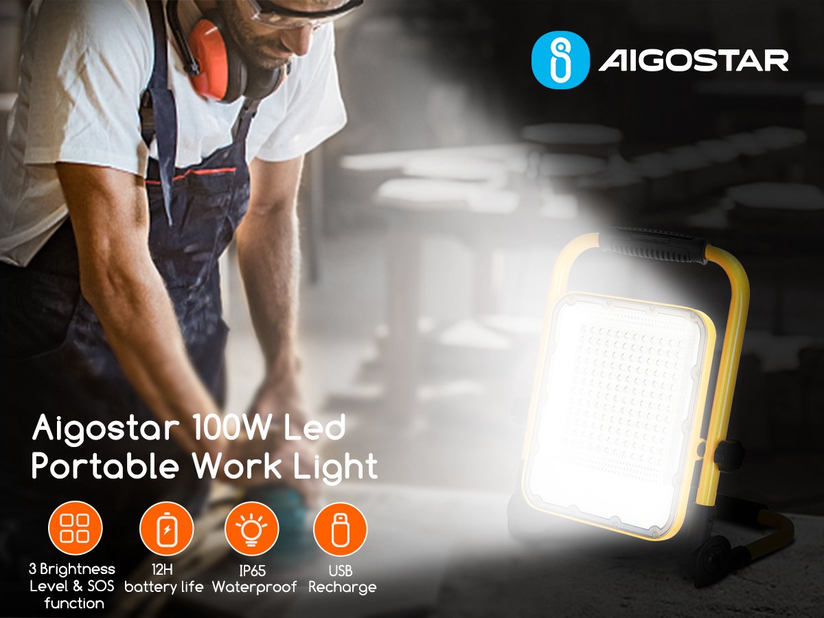 Aigostar LED Bouwlamp - IP65 spatwaterdicht - 100W - 2400 Lumen - 6500K