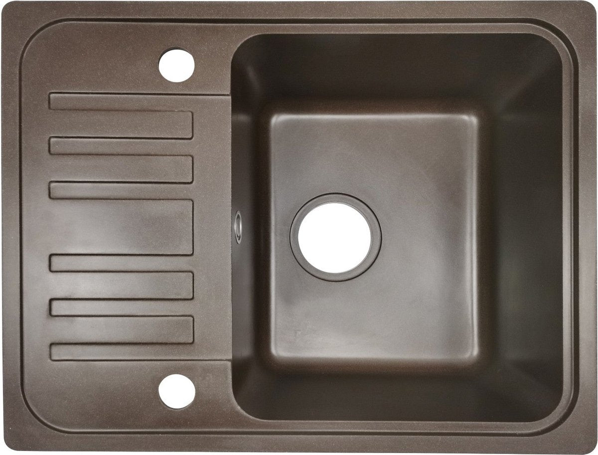 Aquamarin Spoelbak - Wasbak - Graniet - Keuken - Afdruipoppervlak - 32 x 19 x 39 cm - Bruin