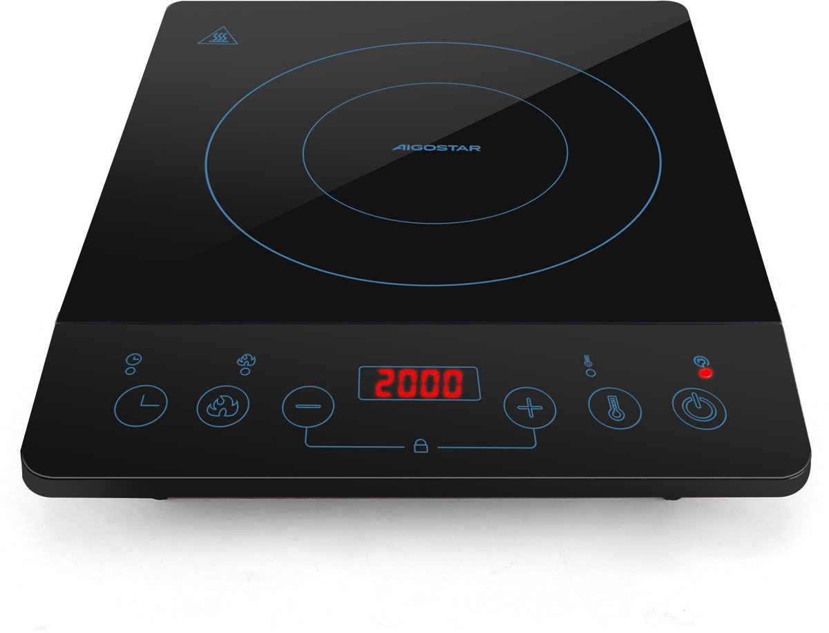 Inductie Kookplaat vrijstaand - Elektrische kookplaat - 2000W - Zwart - Aigostar