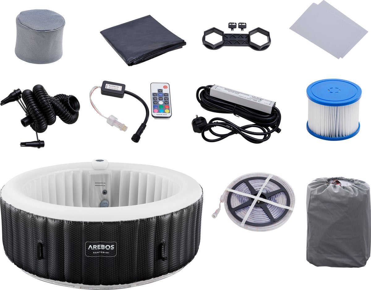 AREBOS Bubbelbad Voor 6 personen - Hottub Ø 208 cm - met Accessoires - met LED